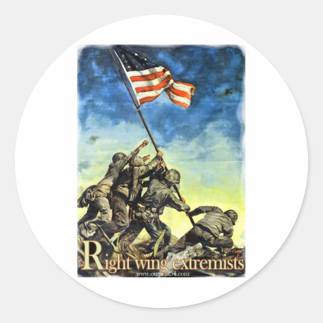Pegatina Redonda Extremistas de derecha (Anverso)