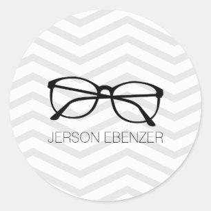 Pegatina Redonda Eyeglass Leyendo Masculina Chevron