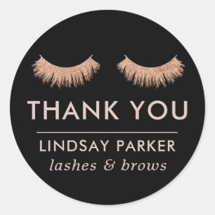 Pegatina Redonda Eyelashes Negros Artista de maquillaje Gracias Peg