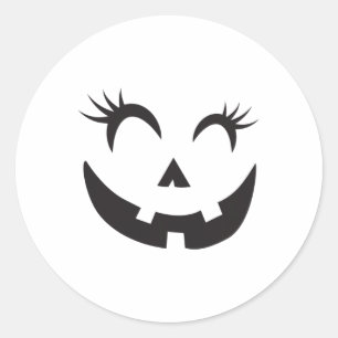 Pegatina Redonda Eyelashes - Traje de cara de calabaza para ropa de