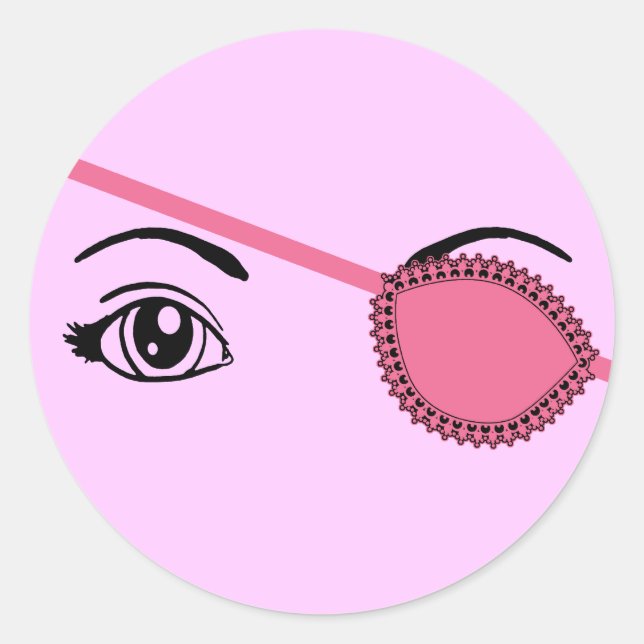 Pegatina Redonda Eyepatch rosa (Anverso)