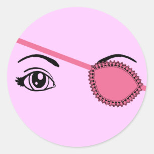 Pegatina Redonda Eyepatch rosa