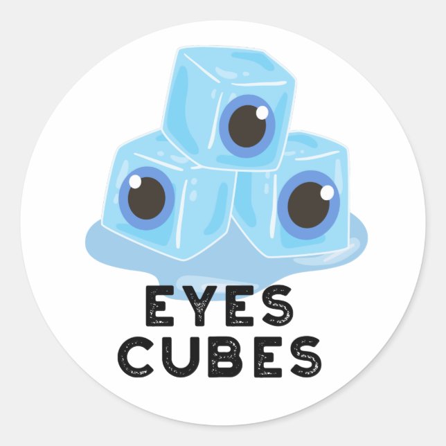 Pegatina Redonda Eyes Cubes Funny Ice Pun (Anverso)
