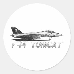 Pegatina Redonda F14 Tomcat VF-103 Jolly Rogers - dibujo