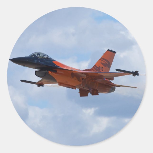 Pegatina Redonda F16 Fighting Falcon (Anverso)