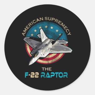 Pegatina Redonda F22 Raptor Estadounidense Patriótico Fighter Jet 4