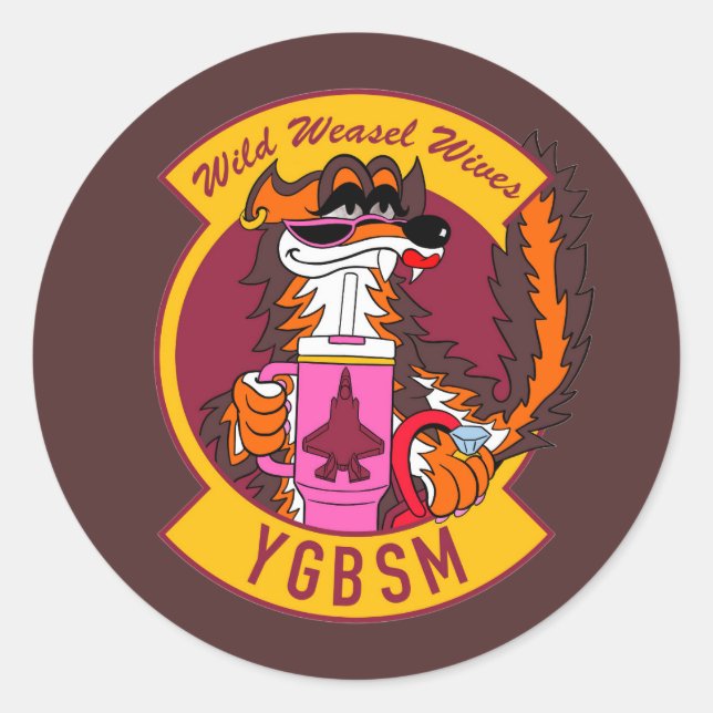 Pegatina Redonda F35 Wild Weasel Wives Sticker (Anverso)