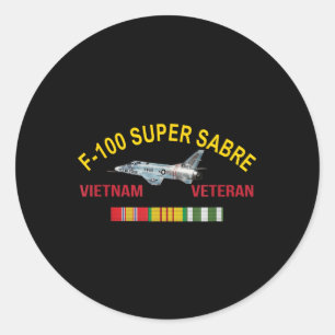 Pegatina Redonda F-100 Super Saber Vietnam Veteran F