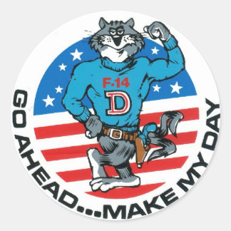 Pegatina Redonda F-14 Make My Day