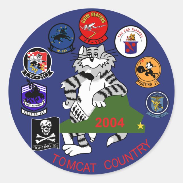 Pegatina Redonda F-14 Tomcat (Anverso)