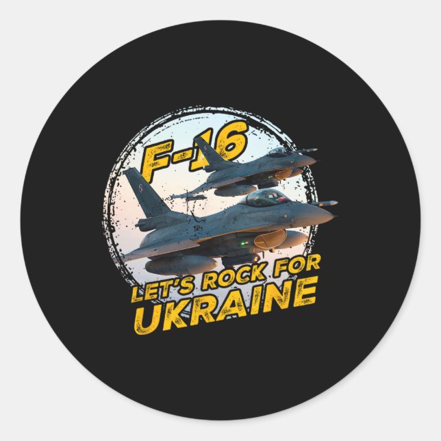 Pegatina Redonda F-16 Ucrania 1  (Anverso)