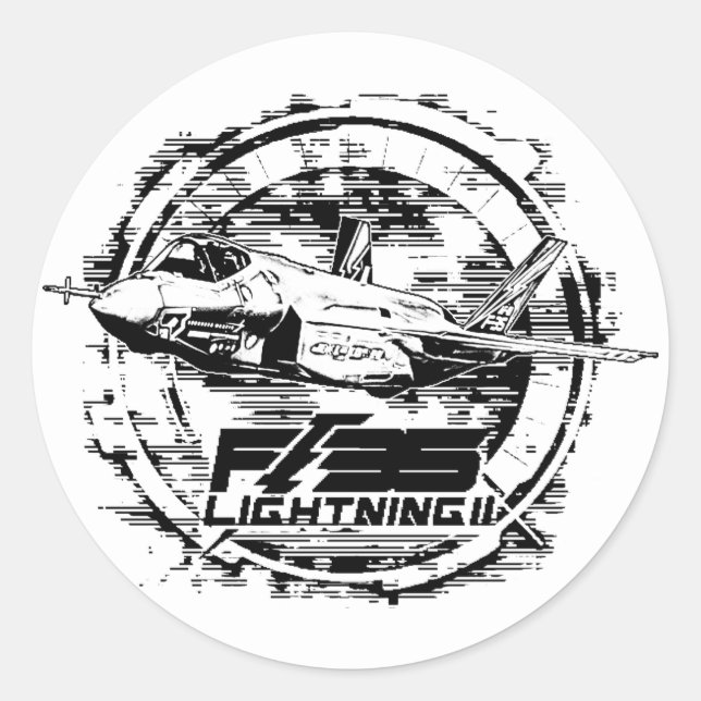 Pegatina Redonda F-35 Lightning II (Anverso)
