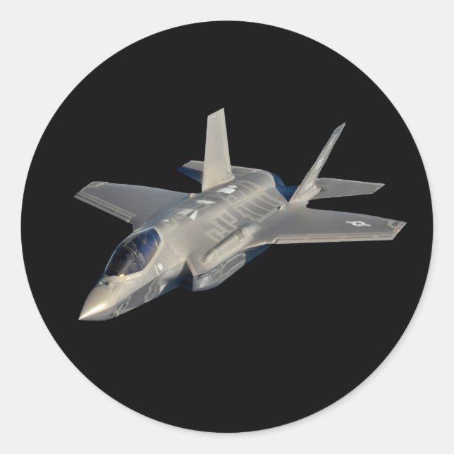 Pegatina Redonda F-35 Luchador Lightning II Panther Jet (Anverso)