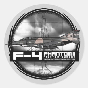 Pegatina Redonda F-4 Fantasma II