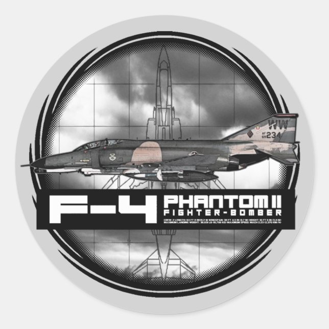 Pegatina Redonda F-4 Fantasma II (Anverso)
