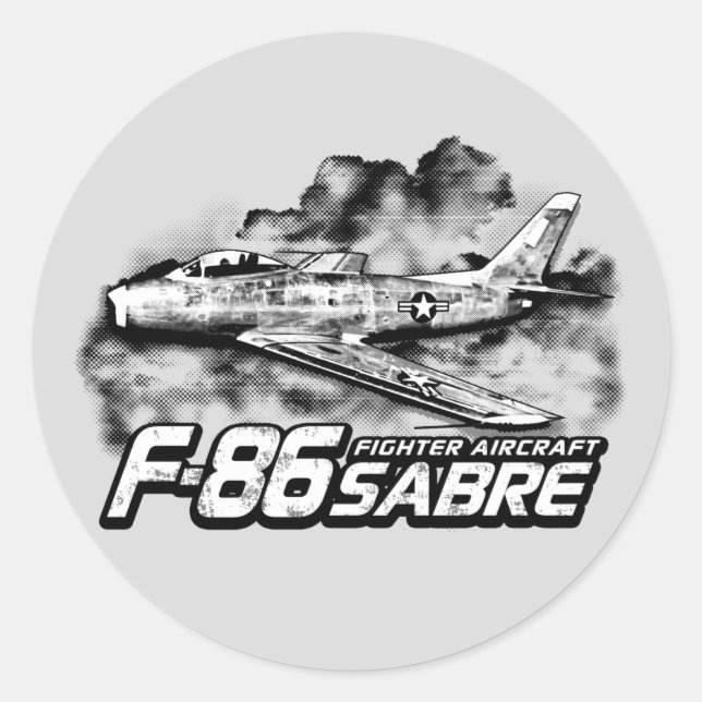 Pegatina Redonda F-86 Saber (Anverso)