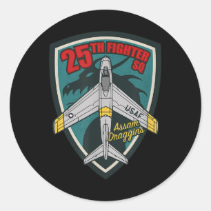 Pegatina Redonda F-86 Saber 25º Escuadrón de Combate