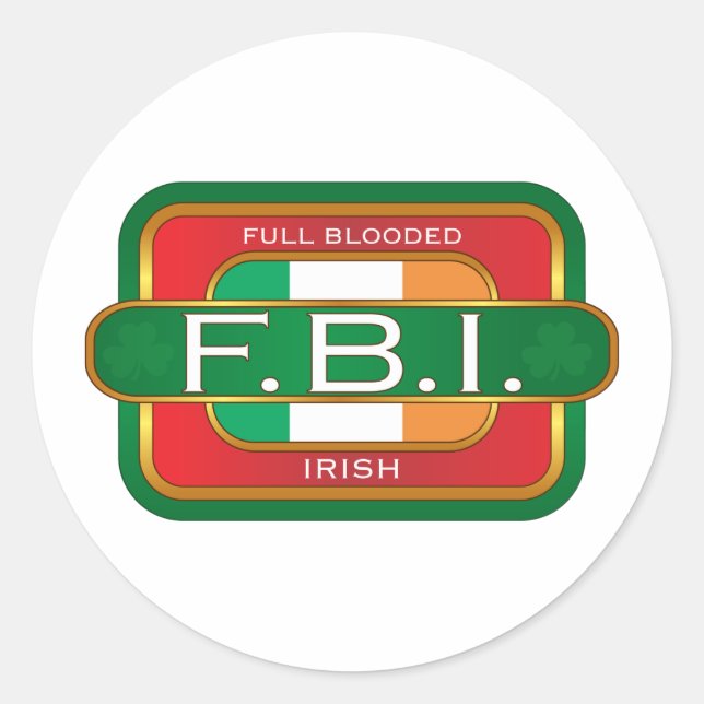 Pegatina Redonda F B I Irlandés (Anverso)