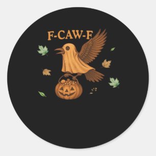 Pegatina Redonda F-Caw-F Halloween Clásico Retro