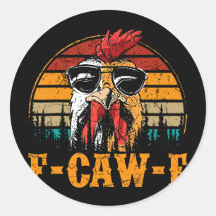 Pegatina Redonda F-caw-f Humor Divertido de Pollo F-caw-f Cita Gall