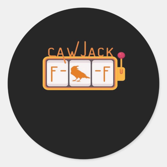 Pegatina Redonda F-Caw-F Jackpot Gráfico Retro (Anverso)