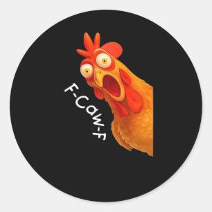 Pegatina Redonda F-Caw-F Pollo Esencial Minimal Limpio