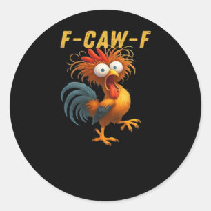 Pegatina Redonda F-Caw-F-Pollo Esencial Retro Clásico