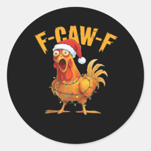 Pegatina Redonda F-Caw-F Pollo Navidad Esencial
