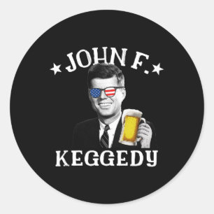 Pegatina Redonda F. Keggedy Borró El Presidente Kennedy Jfk 4 De Ju