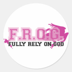Pegatina Redonda F.R.O.G. - Completamente confiar en Dios (rosa)