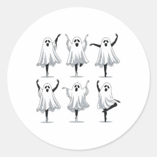 Pegatina Redonda Fa de baile de ghost Ballerinas Halloween