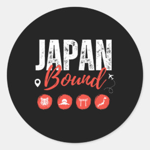 Pegatina Redonda Fa de la partida de viaje de vacaciones en Tokio e