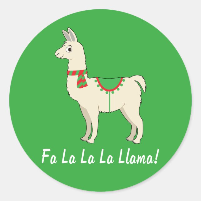 Pegatina Redonda ¡Fa La La Llama! (Anverso)