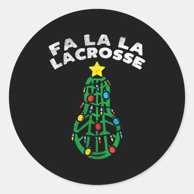 Pegatina Redonda Fa La Lacrosse Funny Christmas Lax Player Goalie T (Anverso)