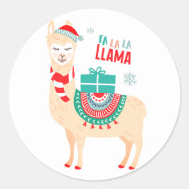 Pegatina Redonda Fa la llama | NAVIDADES