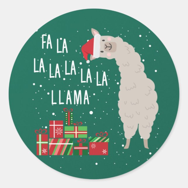Pegatina Redonda Fa La Llama Shirt - Navidades de Llama (Anverso)
