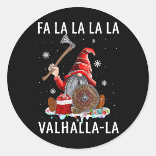 Pegatina Redonda Fa La Valhalla Xmas Gnome Barba Viking