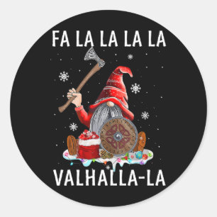 Pegatina Redonda Fa La Valhalla Xmas Gnome Barba Viking