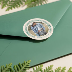 Pegatina Redonda Fa La Vintage Sheet Music Family Photo Navidades