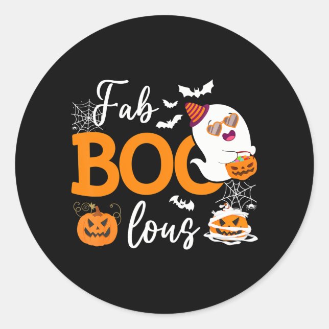 Pegatina Redonda Fab Boo Lous Cute Ghost Halloween (Anverso)