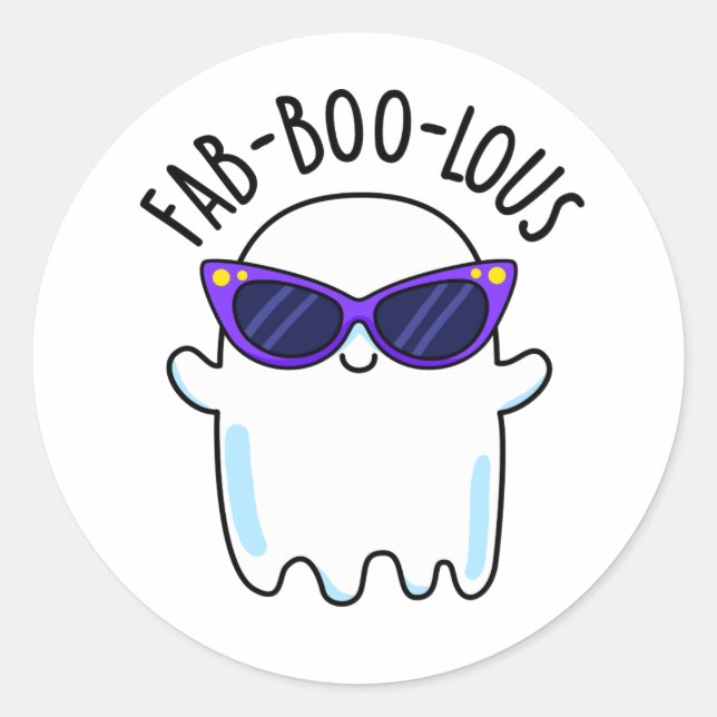 Pegatina Redonda Fab-Boo-Lous Funny Ghost Pun (Anverso)