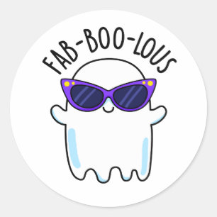 Pegatina Redonda Fab-Boo-Lous Funny Ghost Pun