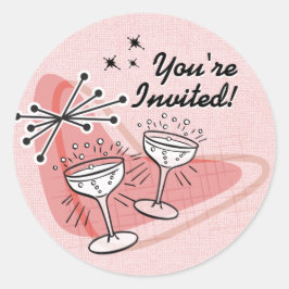 Pegatina Redonda Fab Fifties Boda Engagement Shower Pegatinas