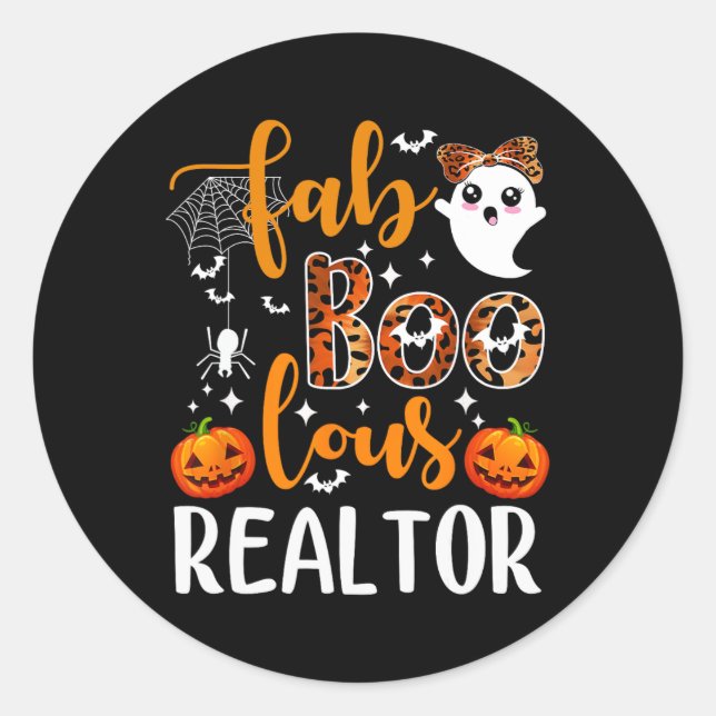 Pegatina Redonda Fabólico Realtor Halloween Real Estate Ag (Anverso)