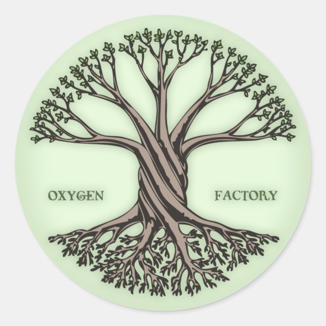 Pegatina Redonda Fábrica de Oxígeno (Anverso)