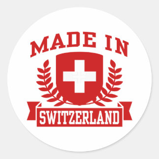 Pegatina Redonda Fabricada en Suiza.