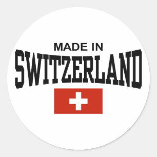 Pegatina Redonda Fabricada en Suiza.