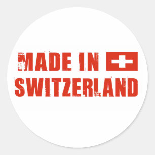 Pegatina Redonda Fabricada en Suiza.