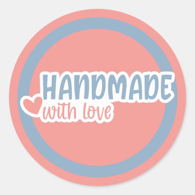 Pegatina Redonda Fabricado a mano con amor (Anverso)