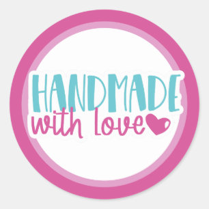Pegatina Redonda Fabricado a mano con amor